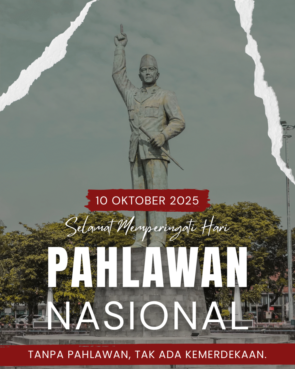 Merah dan Putih Modern Selamat Hari Pahlawan Nasional Instagram Post
